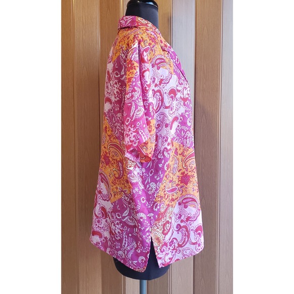 Impressions size large pink & orange button up blouse - Picture 3 of 5